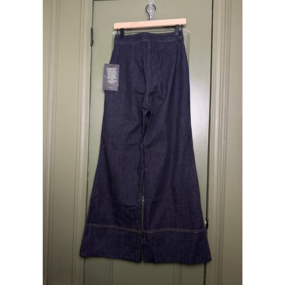 NWT Tuckernuck x India Hicks Dark Denim Wide Leg Palladian Pant Blue Sz 4 Small - Picture 7 of 10